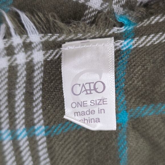 Cato Green Plaid Tartan Long Wrap Hijab Fringe Dupatta Shawl Scarves Scarf - Picture 6 of 7